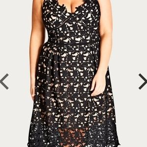 Lace Hollow Out Nude Illusion Dress